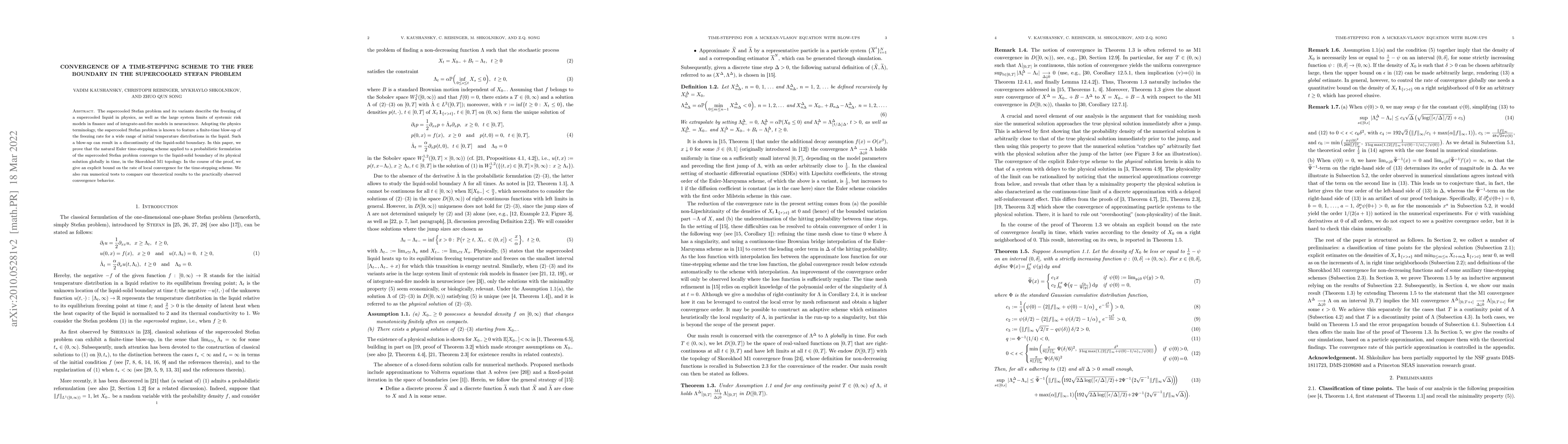 Thumbnail for Convergence of a time-stepping scheme to the free boundary in the
  supercooled Stefan problem