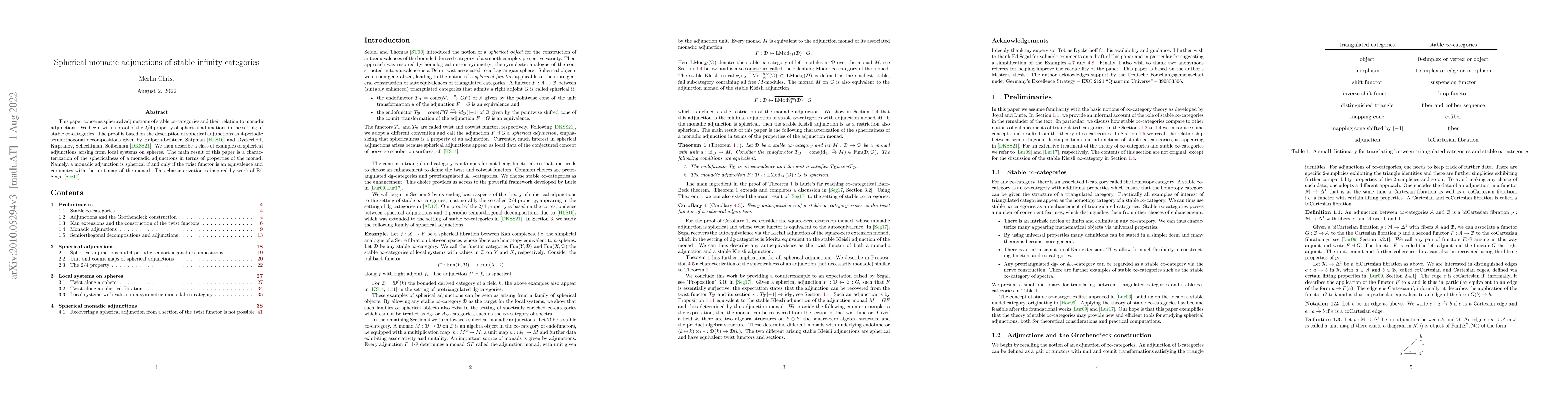 Thumbnail for Spherical monadic adjunctions of stable infinity categories