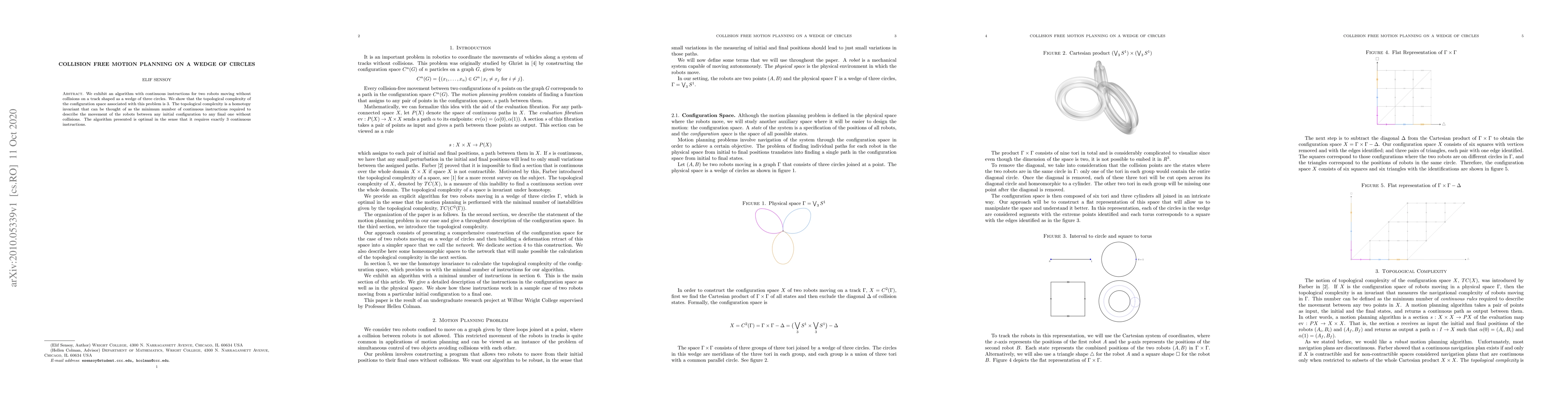 Thumbnail for Collision free motion planning on a wedge of circles