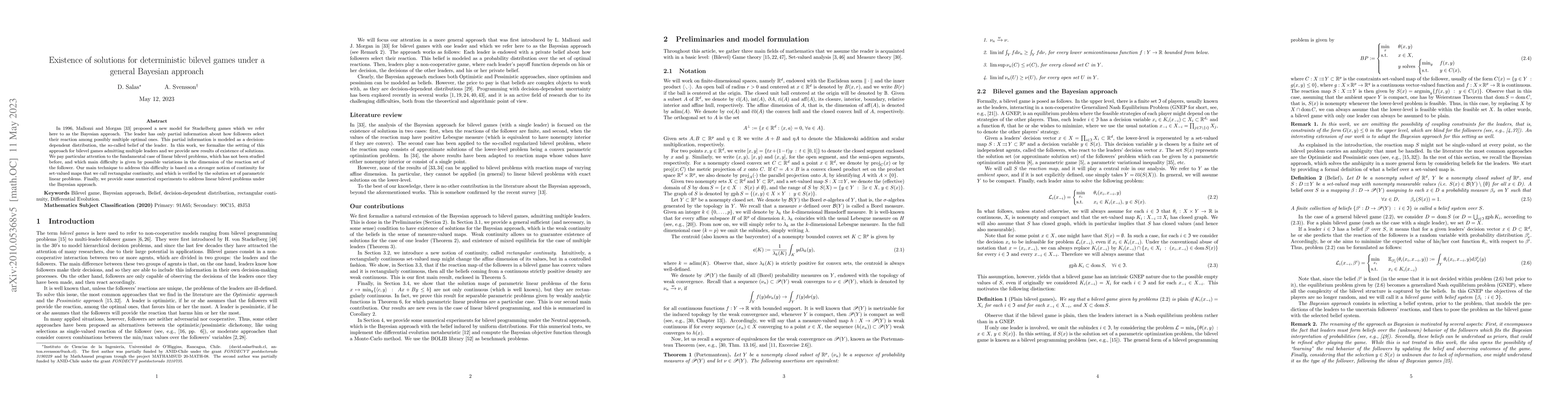Thumbnail for Existence of solutions for deterministic bilevel games under a general
  Bayesian approach