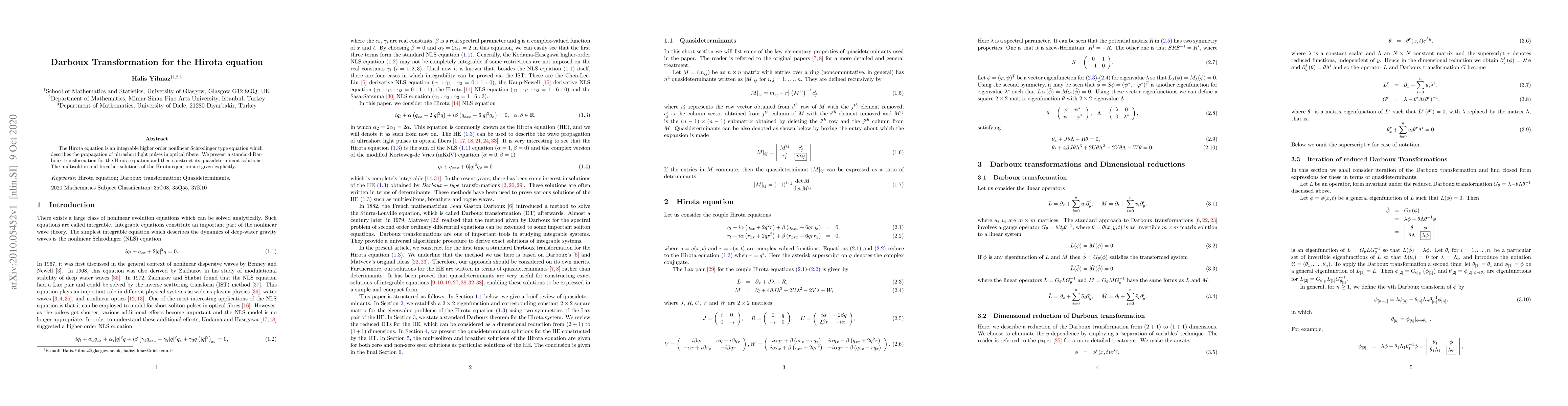 Thumbnail for Darboux Transformation for the Hirota equation