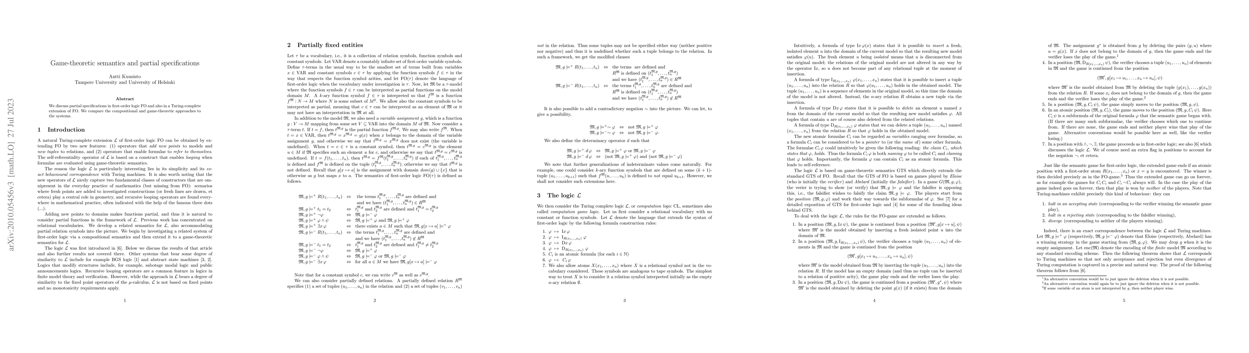Thumbnail for Game-theoretic semantics and partial specifications