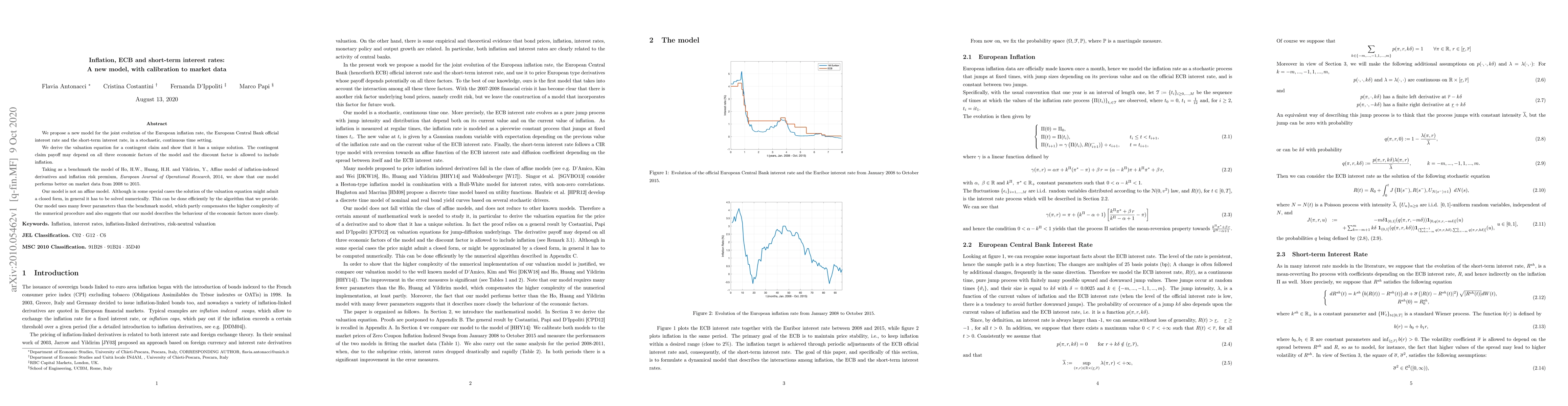 Thumbnail for Inflation, ECB and short-term interest rates: A new model, with
  calibration to market data