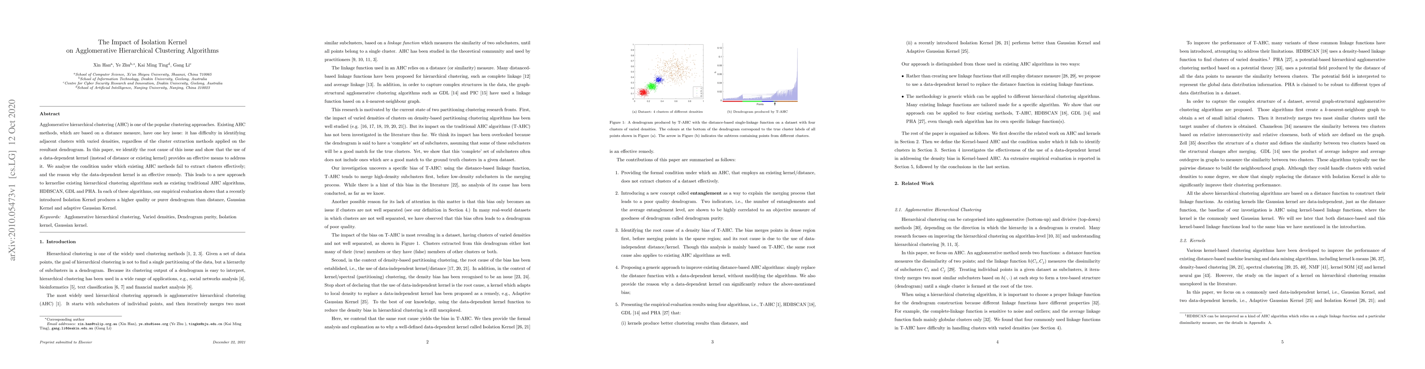 Thumbnail for The Impact of Isolation Kernel on Agglomerative Hierarchical Clustering
  Algorithms