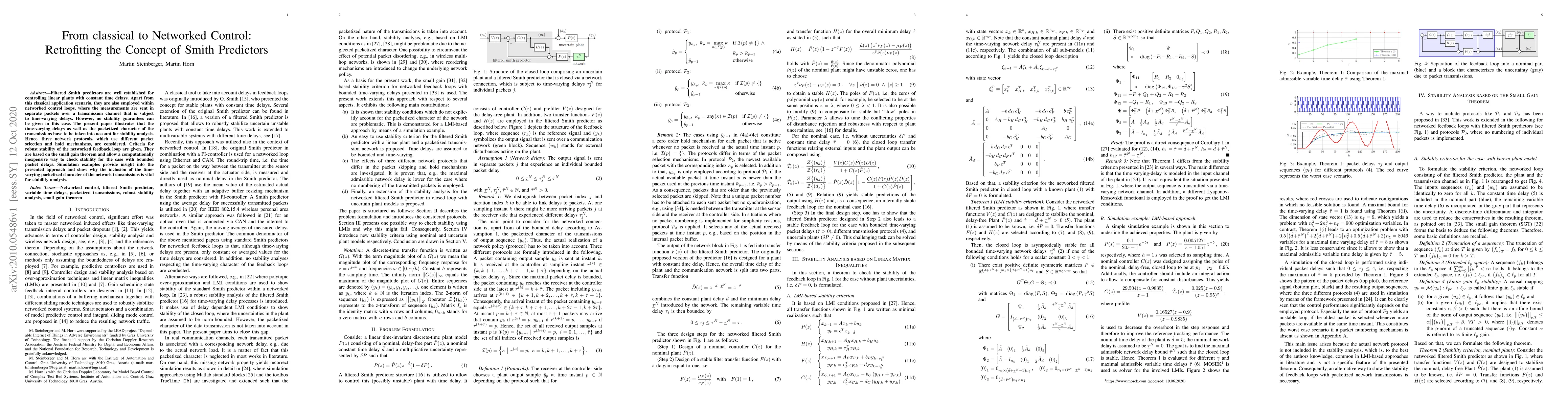 Thumbnail for From classical to Networked Control: Retrofitting the Concept of Smith
  Predictors