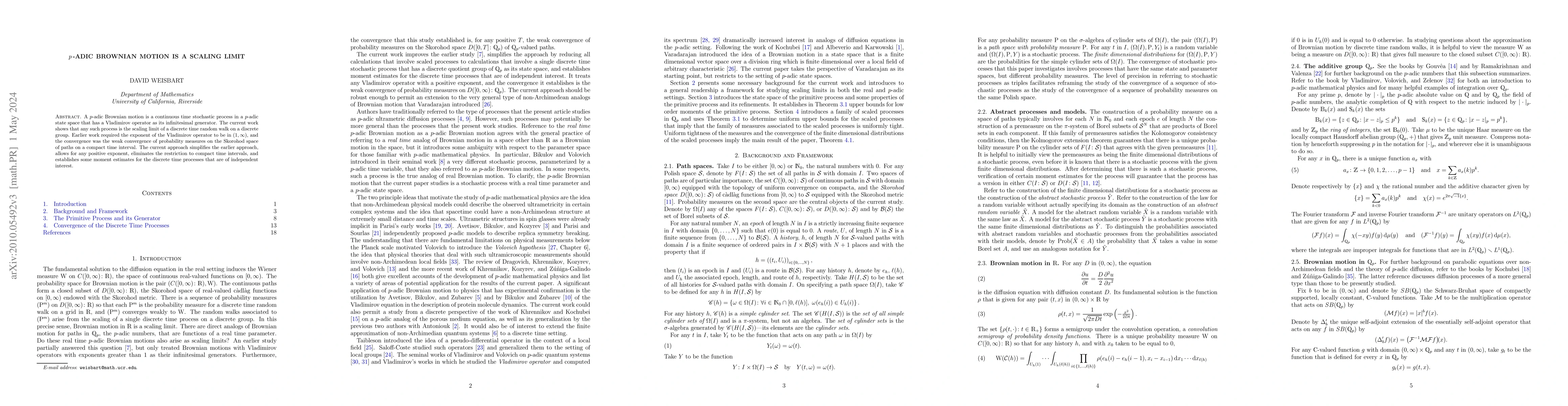 Thumbnail for $p$-Adic Brownian Motion is a Scaling Limit