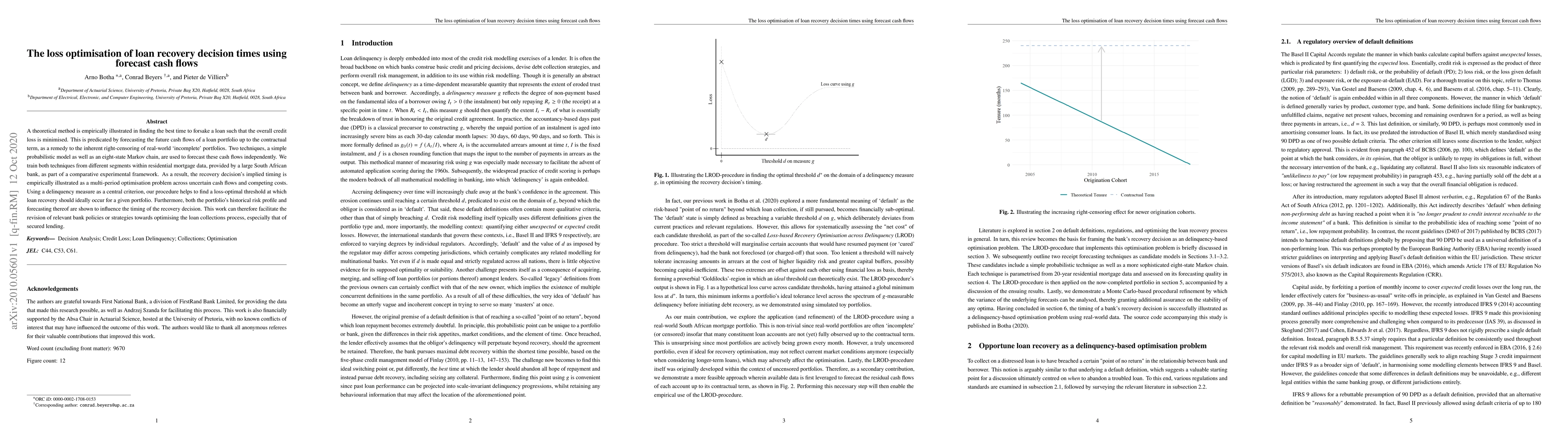 Thumbnail for The loss optimisation of loan recovery decision times using forecast
  cash flows
