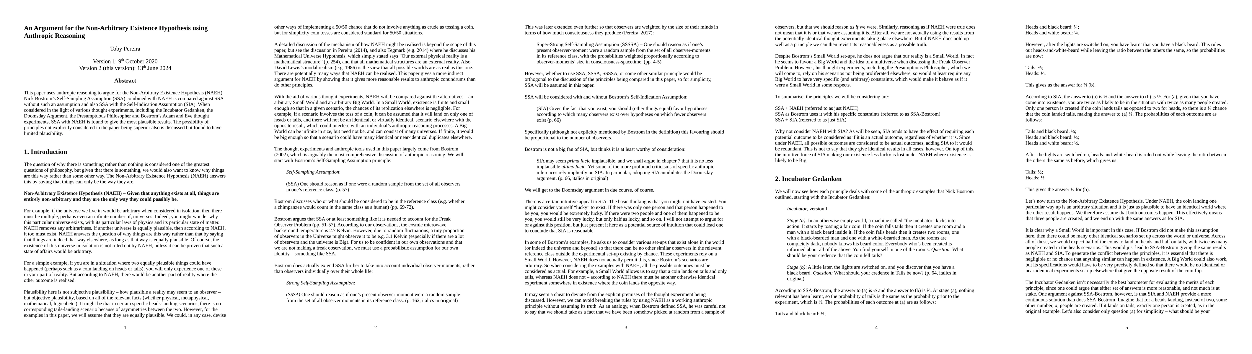 Thumbnail for An Argument for the Non-Arbitrary Existence Hypothesis using Anthropic
  Reasoning