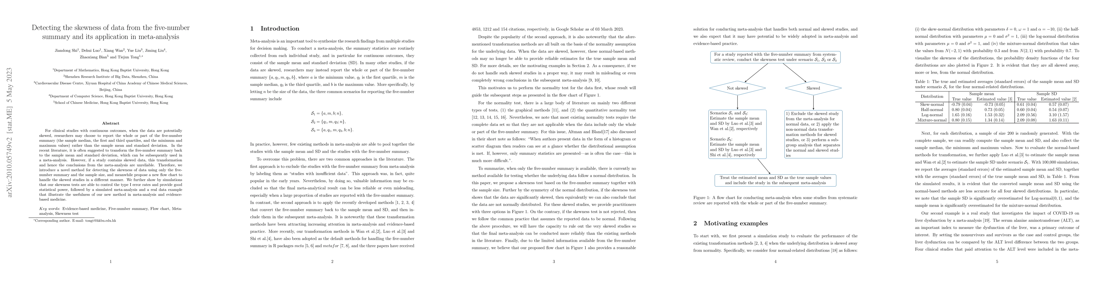 Thumbnail for Detecting the skewness of data from the five-number summary and its
  application in meta-analysis