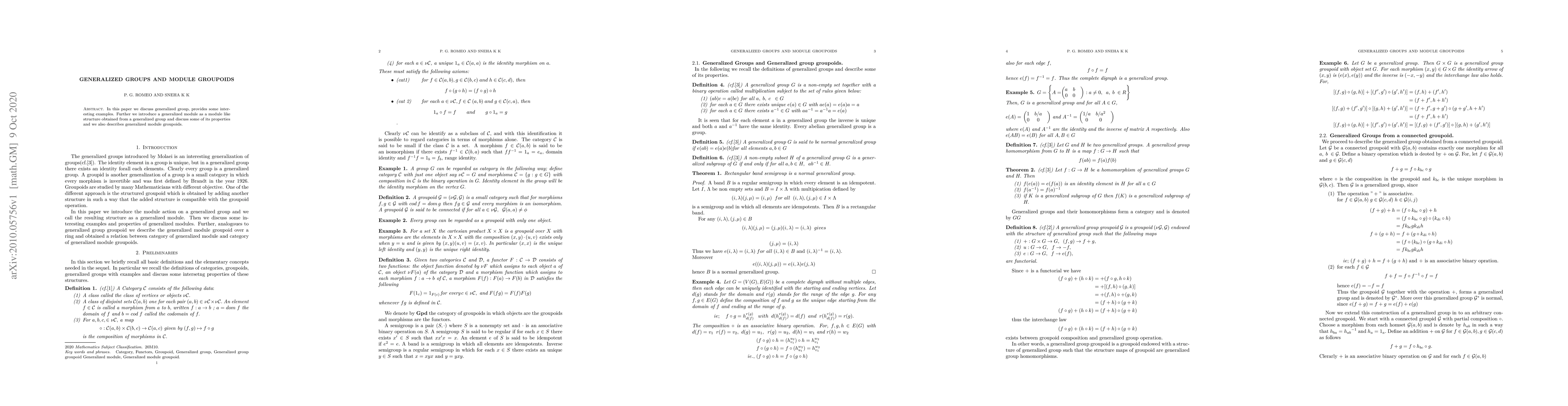 Thumbnail for Generalized groups and module groupoids