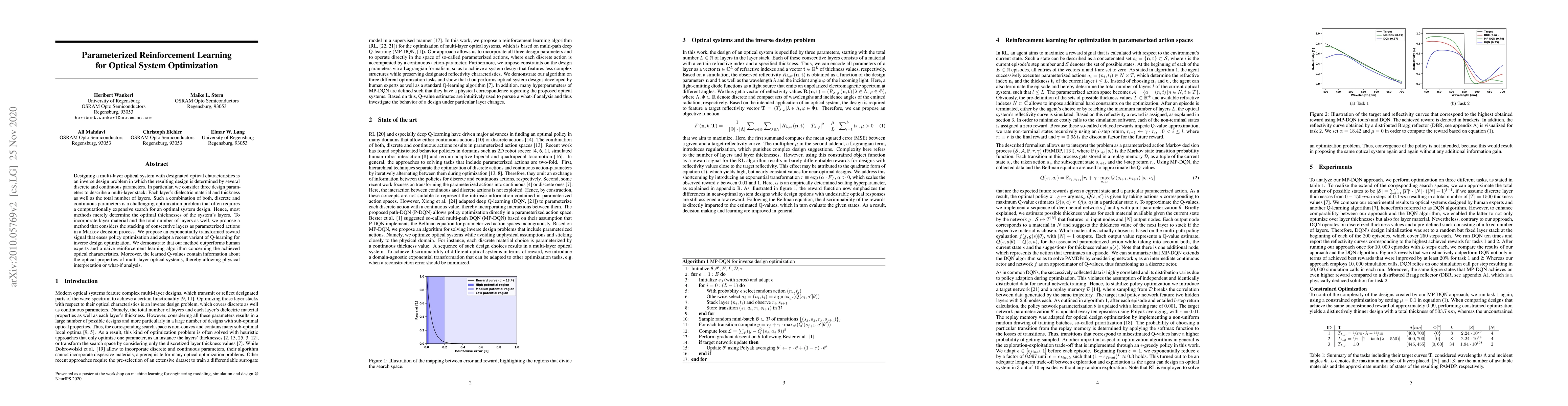 Thumbnail for Parameterized Reinforcement Learning for Optical System Optimization