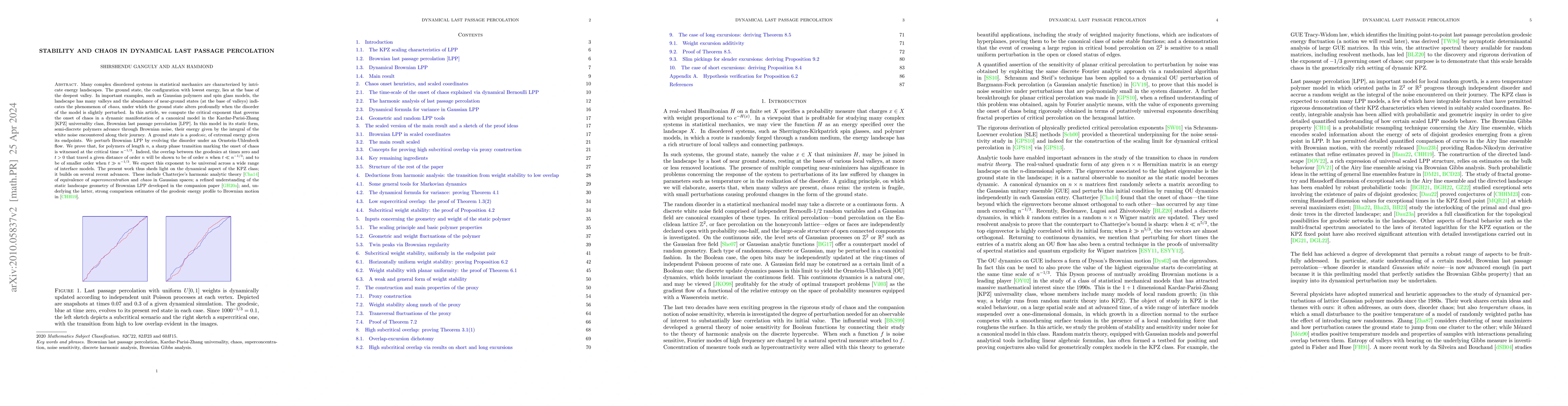Thumbnail for Stability and chaos in dynamical last passage percolation