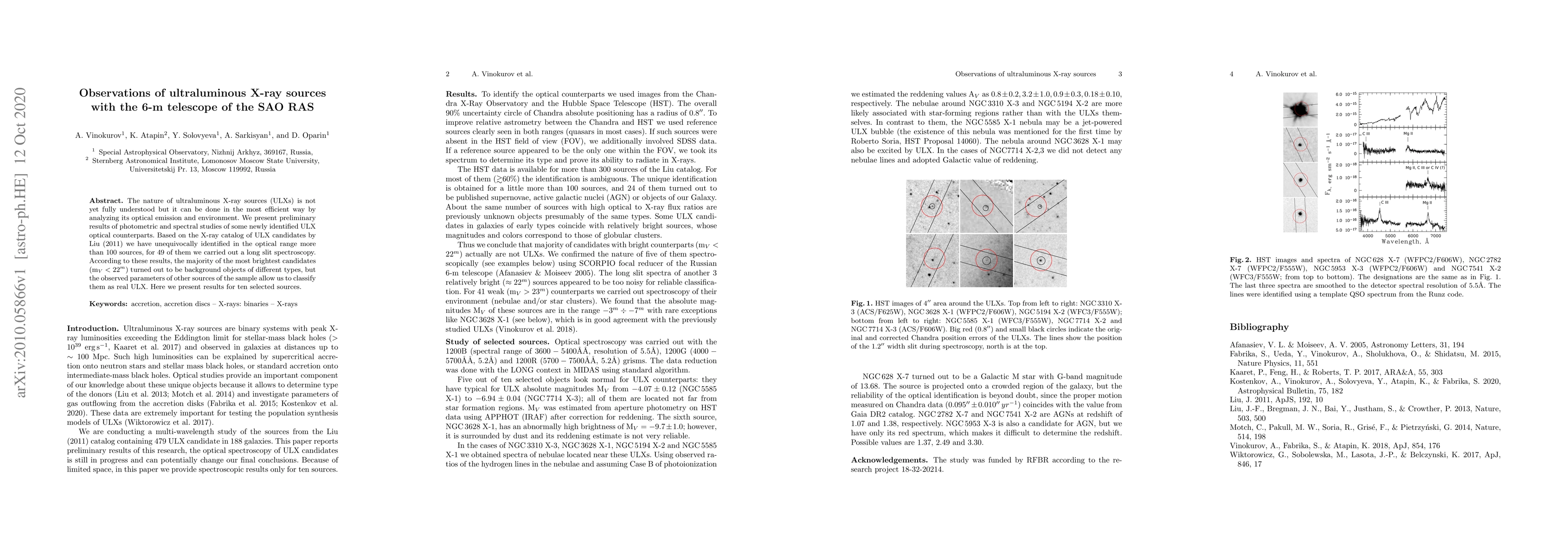 Thumbnail for Observations of ultraluminous X-ray sources with the 6-m telescope of
  the SAO RAS