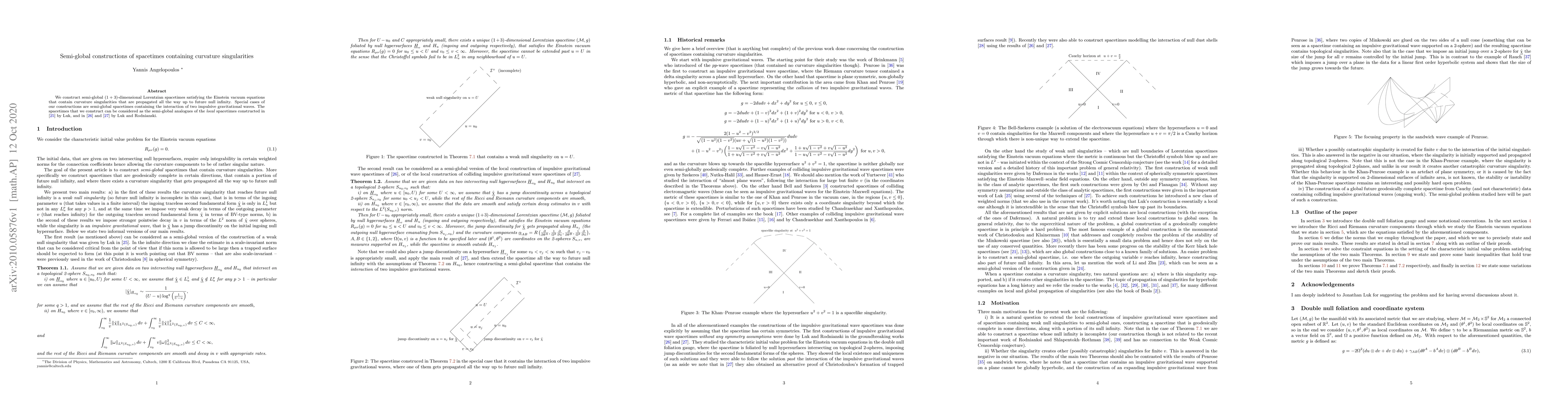 Thumbnail for Semi-global constructions of spacetimes containing curvature
  singularities