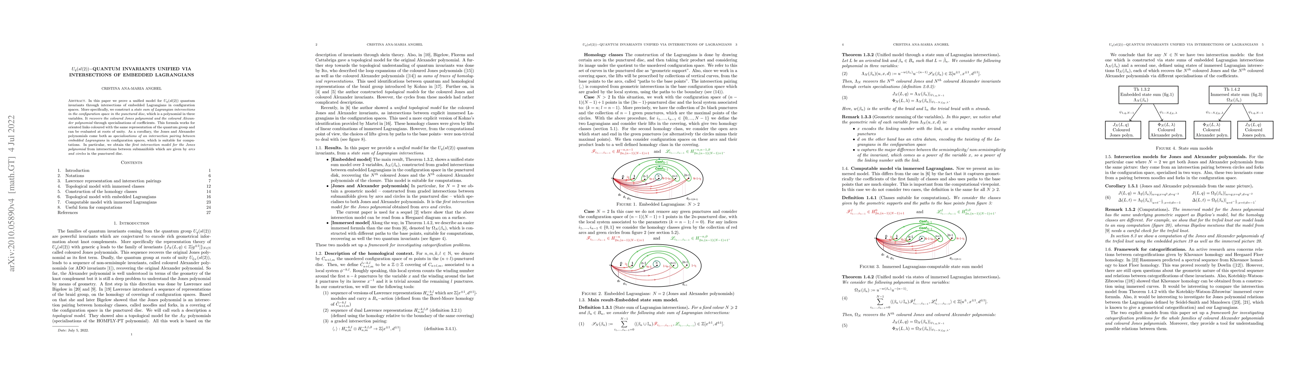 Thumbnail for $U_q(sl(2))-$quantum invariants unified via intersections of embedded
  Lagrangians