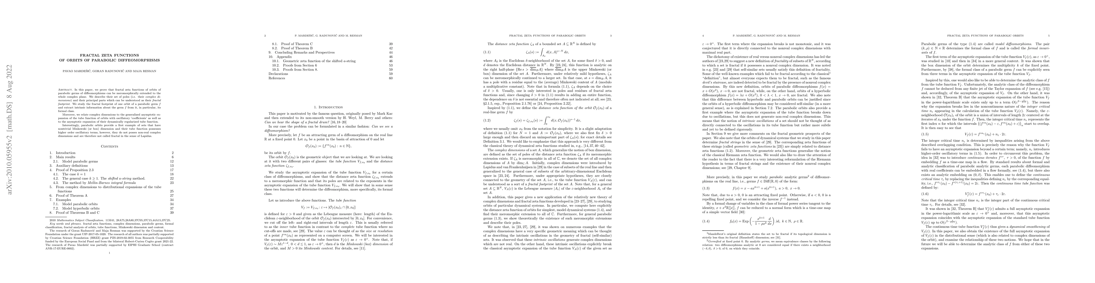 Thumbnail for Fractal zeta functions of orbits of parabolic diffeomorphisms