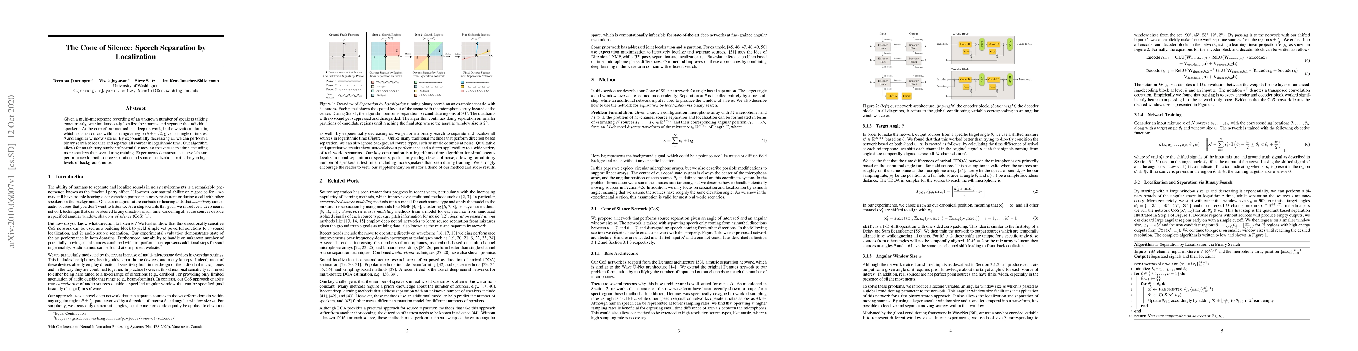 Thumbnail for The Cone of Silence: Speech Separation by Localization