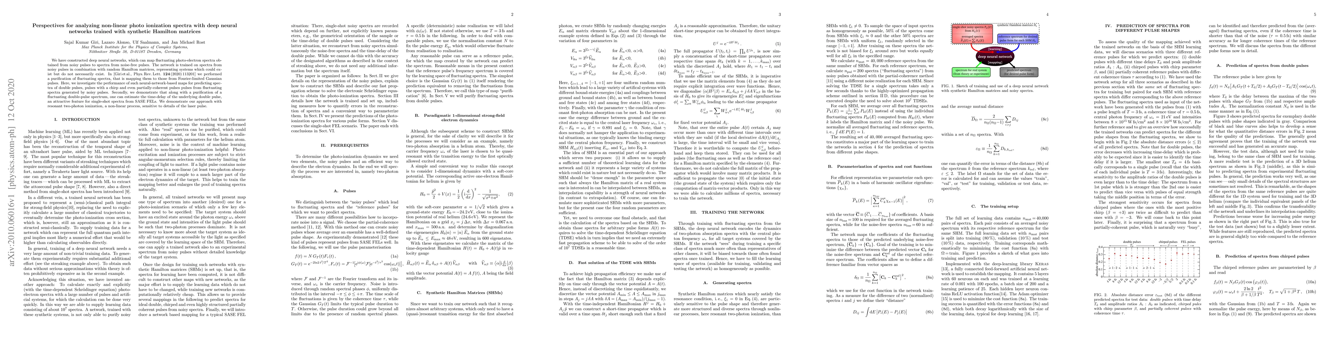 Thumbnail for Perspectives for analyzing non-linear photo ionization spectra with deep
  neural networks trained with synthetic Hamilton matrices