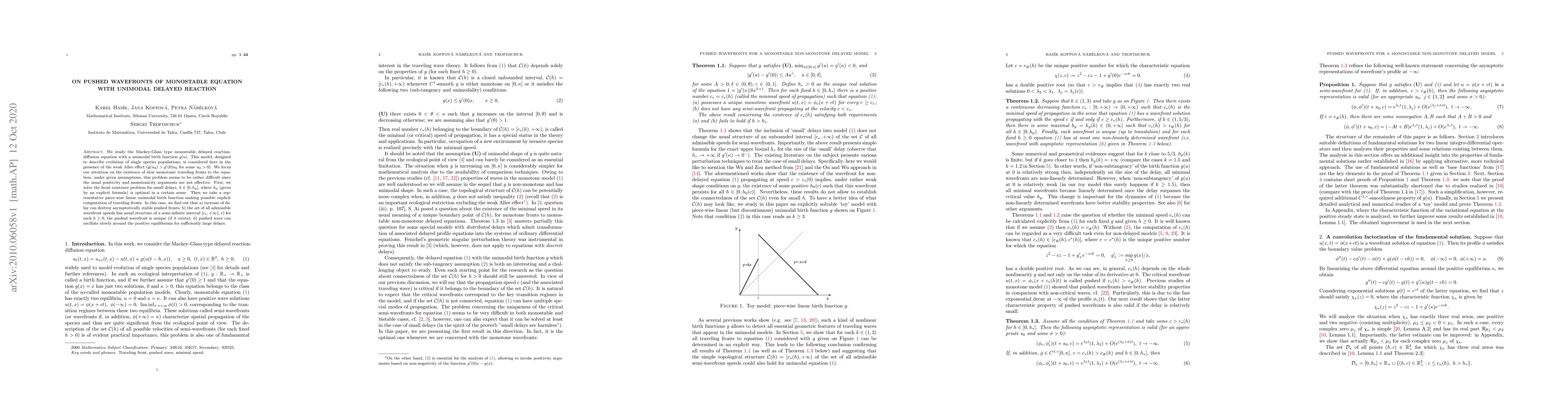 Thumbnail for On pushed wavefronts of monostable equation with unimodal delayed
  reaction