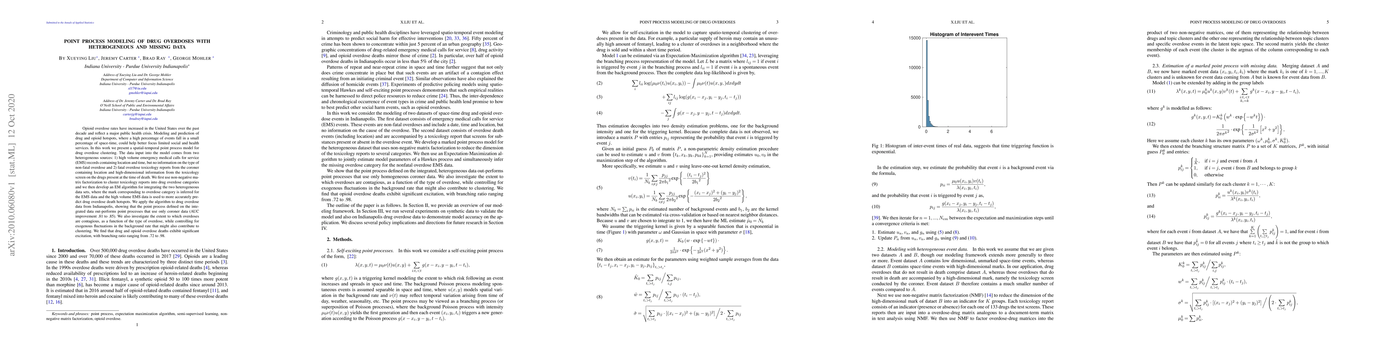 Thumbnail for Point Process Modeling of Drug Overdoses with Heterogeneous and Missing
  Data