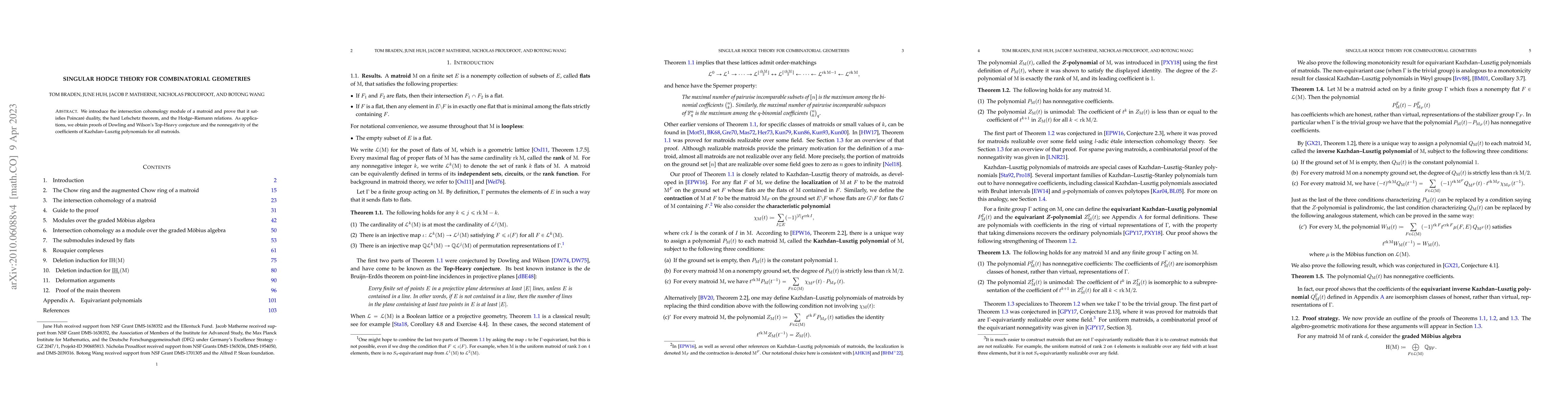 Thumbnail for Singular Hodge theory for combinatorial geometries
