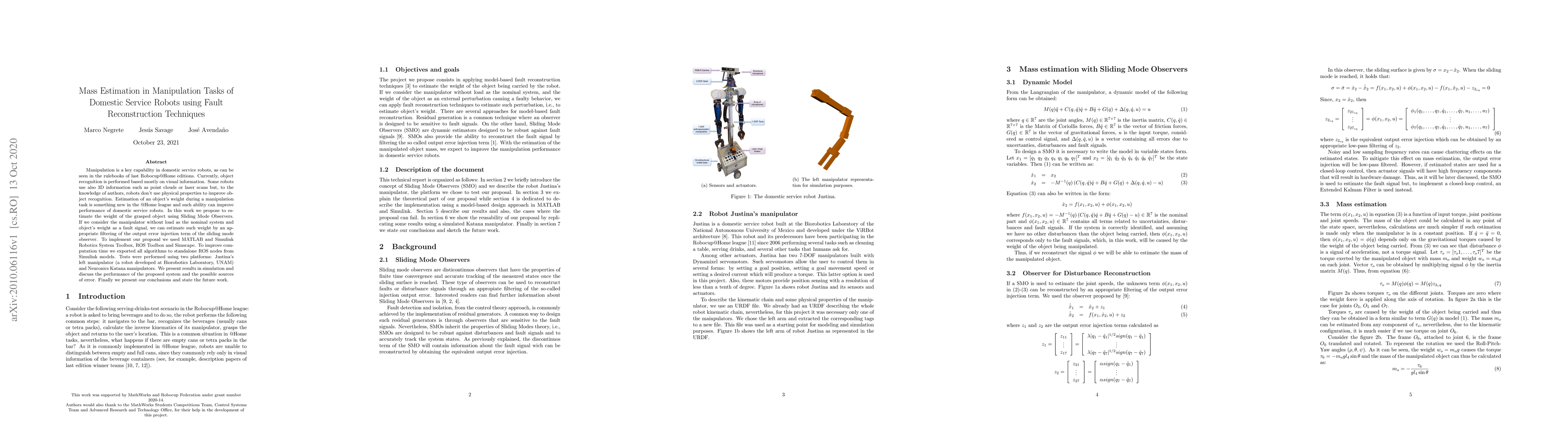 Thumbnail for Mass Estimation in Manipulation Tasks of Domestic Service Robots using
  Fault Reconstruction Techniques