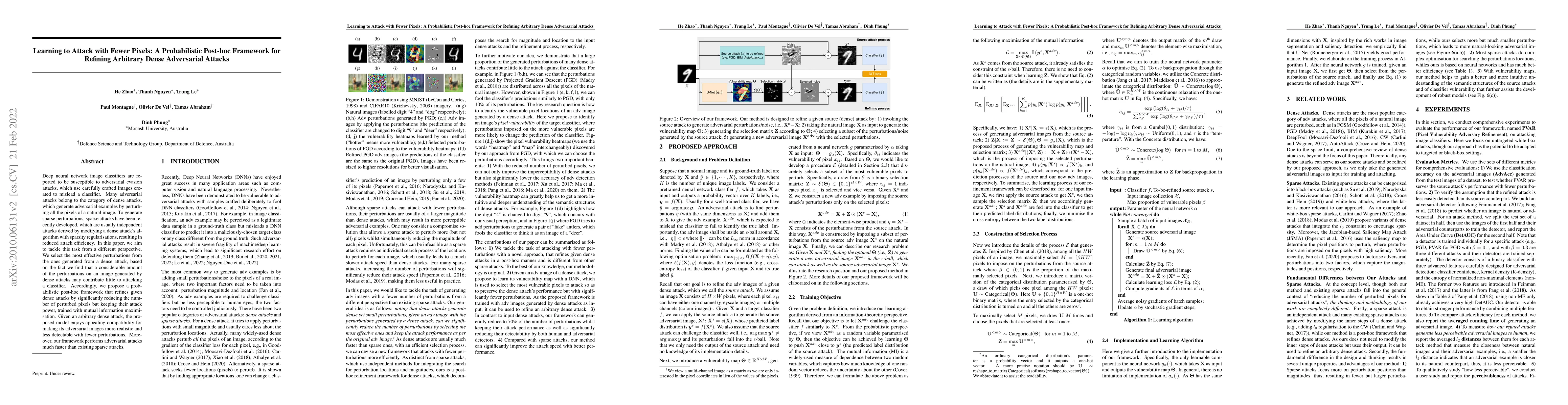 Thumbnail for Learning to Attack with Fewer Pixels: A Probabilistic Post-hoc Framework
  for Refining Arbitrary Dense Adversarial Attacks