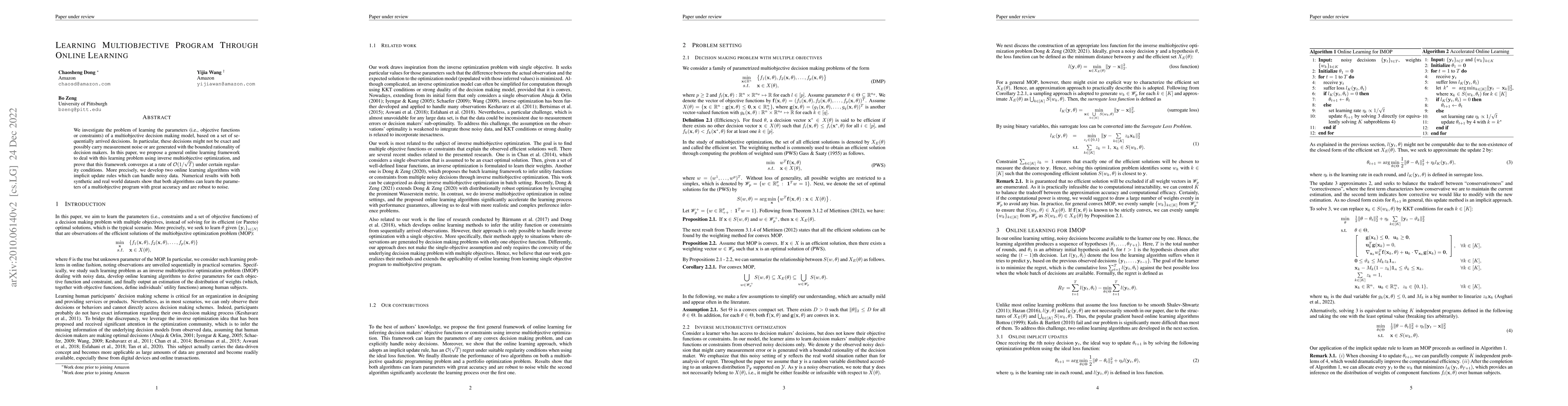 Thumbnail for Inverse Multiobjective Optimization Through Online Learning