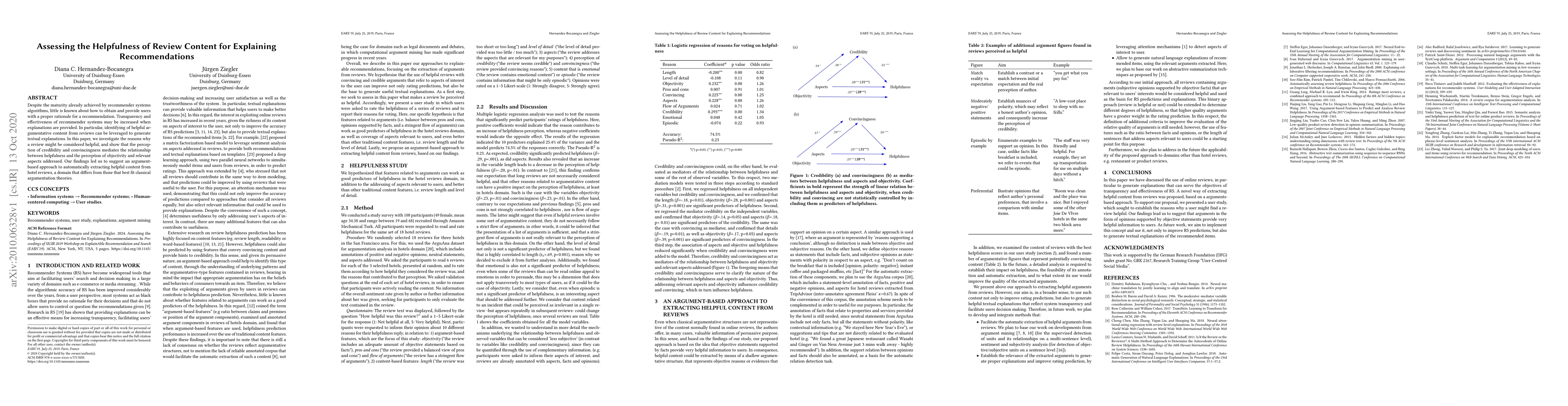 Thumbnail for Assessing the Helpfulness of Review Content for Explaining
  Recommendations