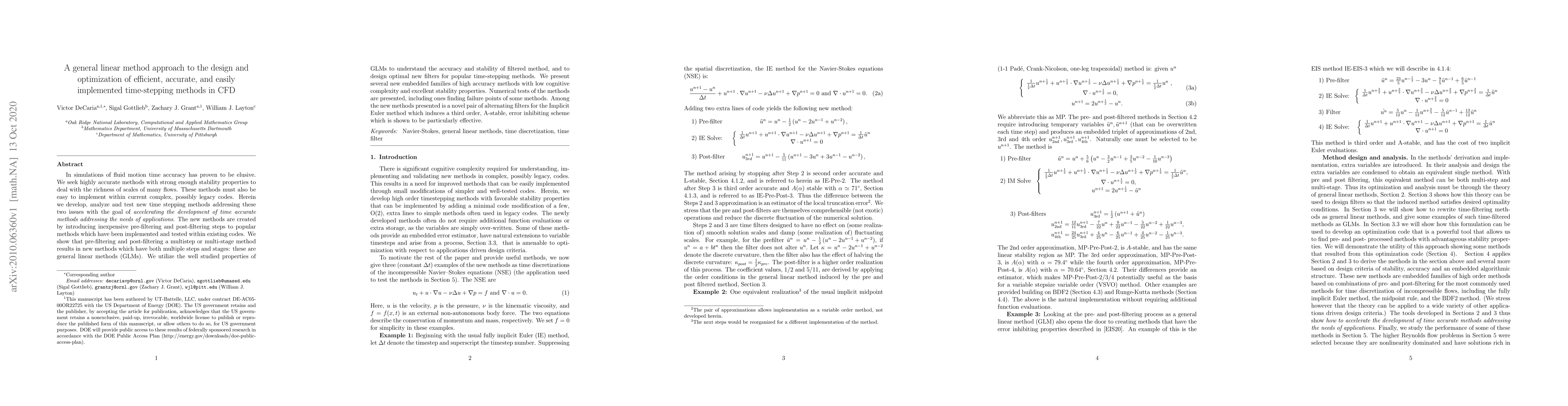 Thumbnail for A general linear method approach to the design and optimization of
  efficient, accurate, and easily implemented time-stepping methods in CFD