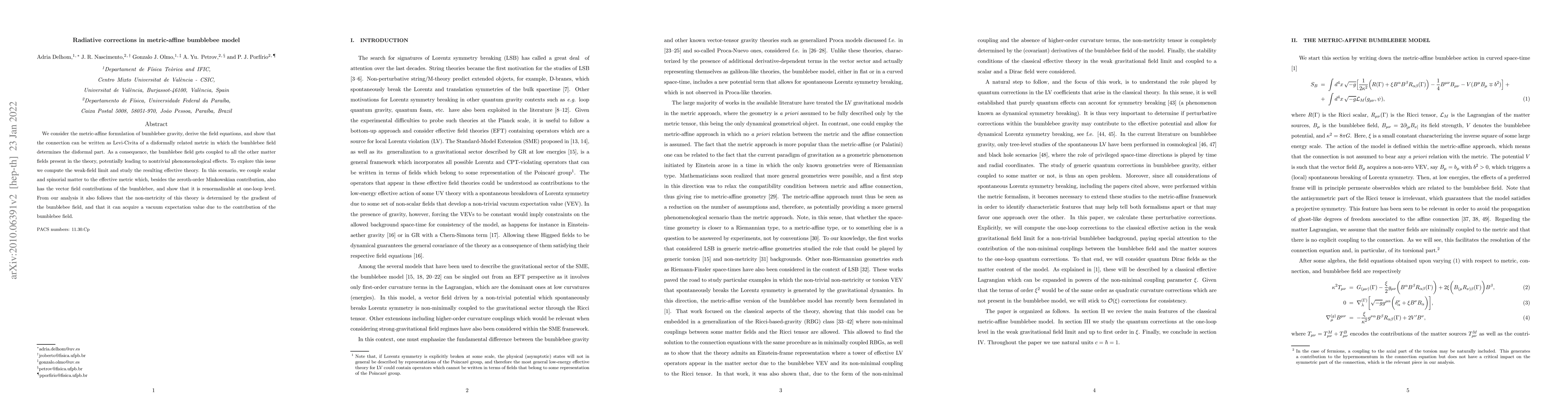 Thumbnail for Radiative corrections in metric-affine bumblebee model