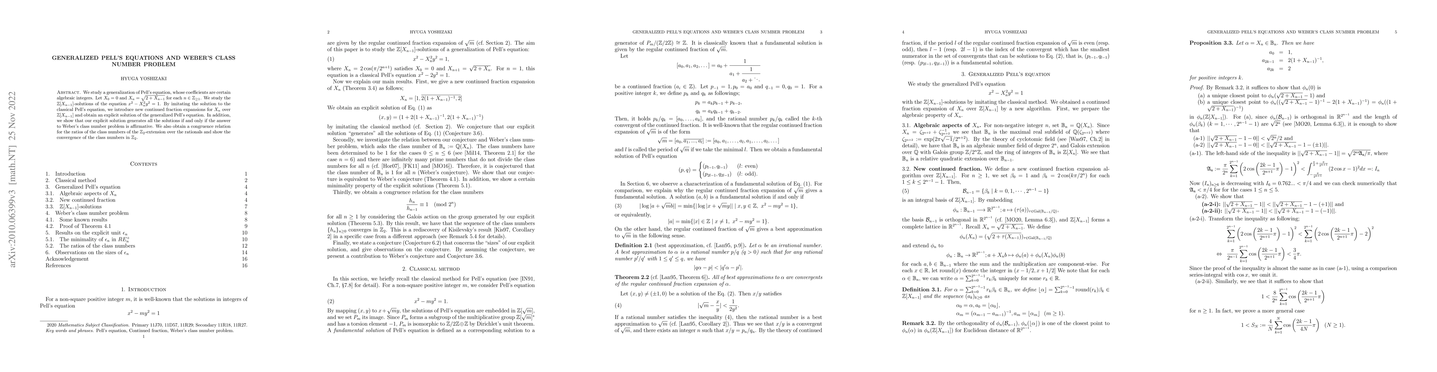 Thumbnail for Generalized Pell's equations and Weber's class number problem