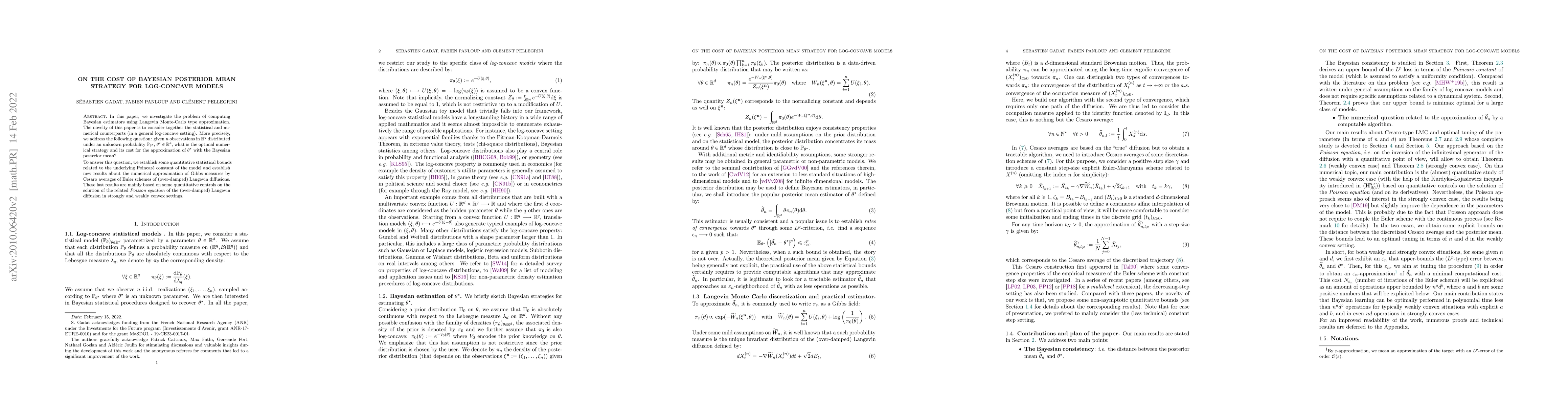Thumbnail for On the cost of Bayesian posterior mean strategy for log-concave models