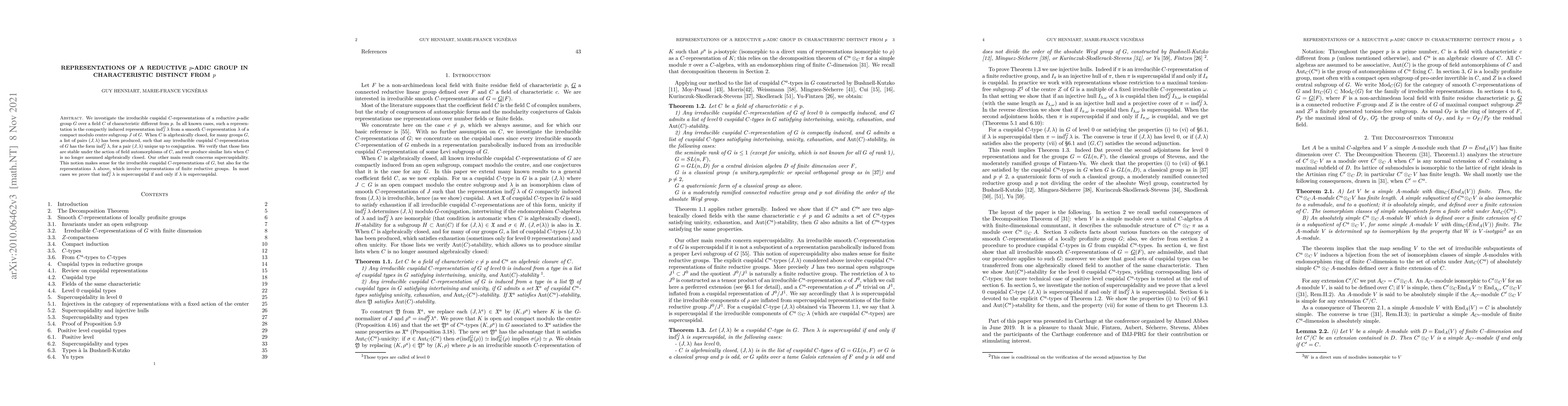 Thumbnail for Representations of a reductive $p$-adic group in characteristic distinct
  from $p$