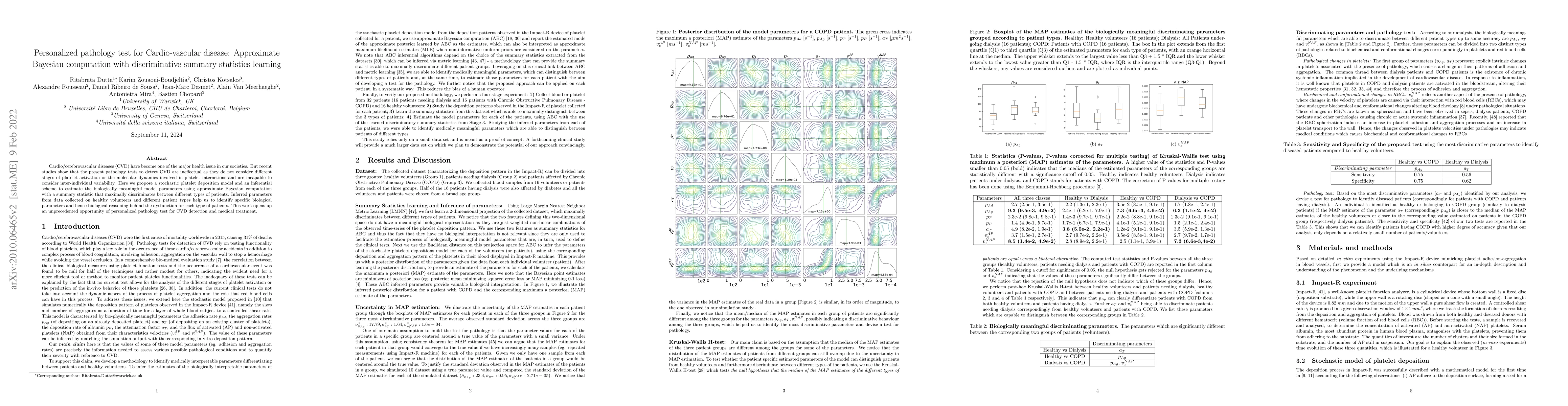 Thumbnail for Personalized pathology test for Cardio-vascular disease: Approximate
  Bayesian computation with discriminative summary statistics learning