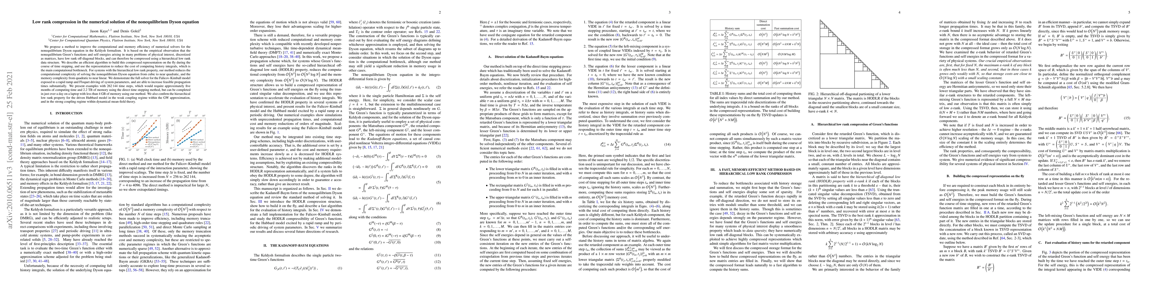 Thumbnail for Low rank compression in the numerical solution of the nonequilibrium
  Dyson equation