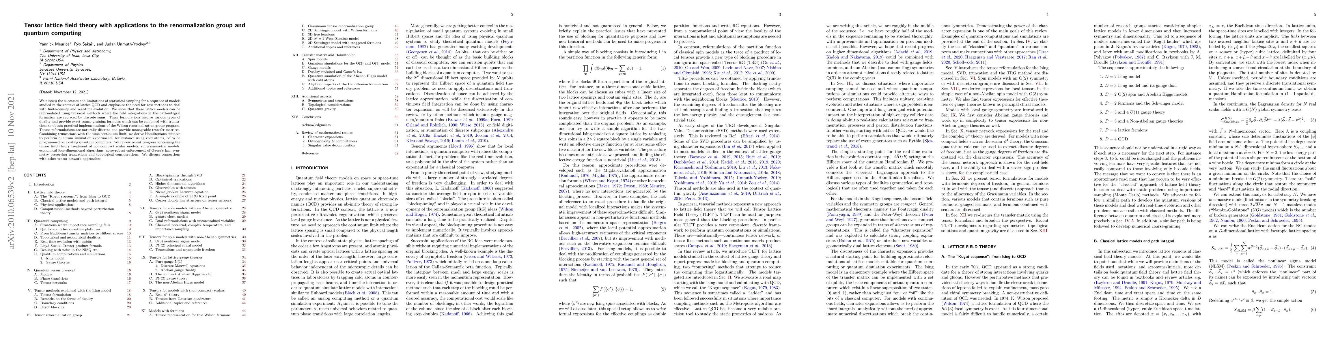 Thumbnail for Tensor lattice field theory with applications to the renormalization
  group and quantum computing