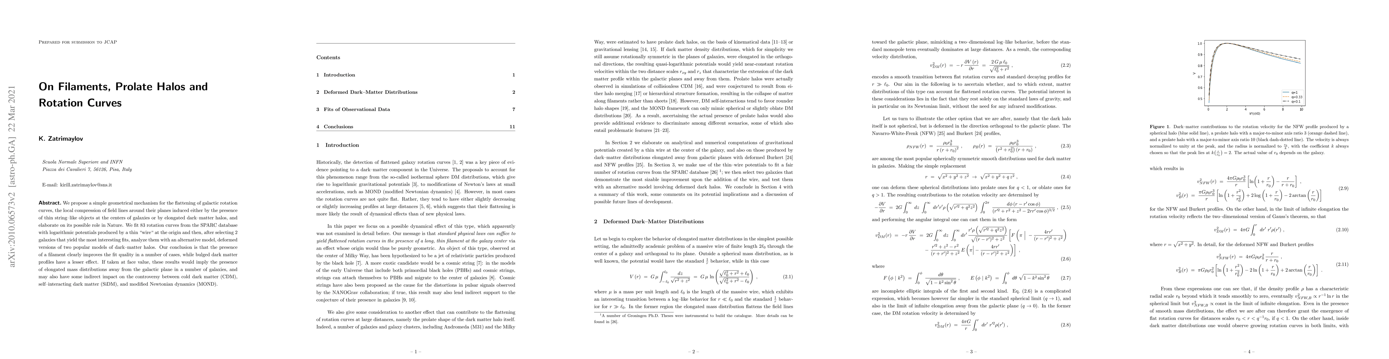 Thumbnail for On Filaments, Prolate Halos and Rotation Curves