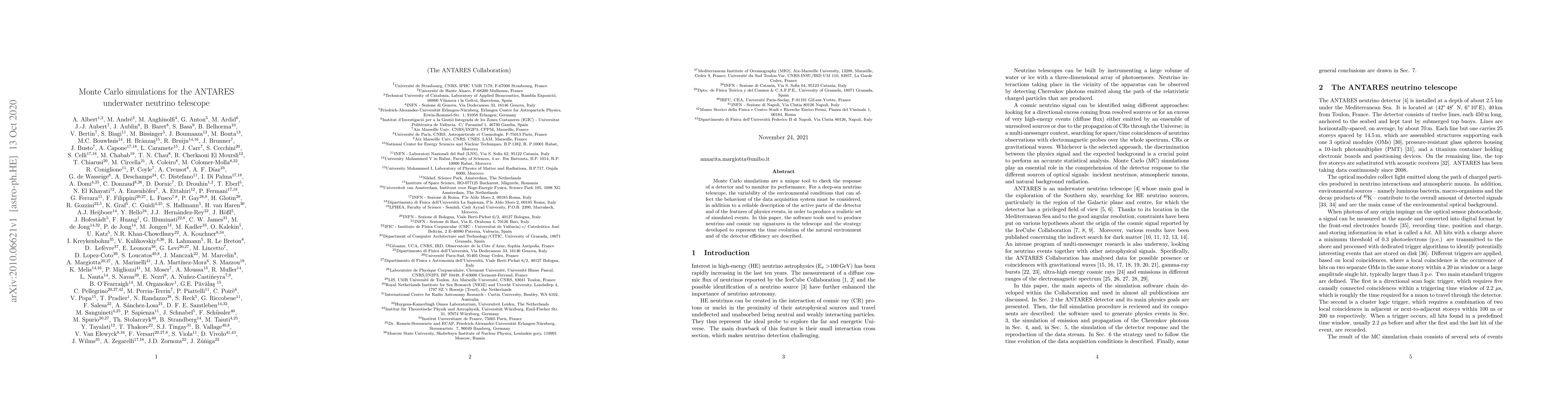 Thumbnail for Monte Carlo simulations for the ANTARES underwater neutrino telescope