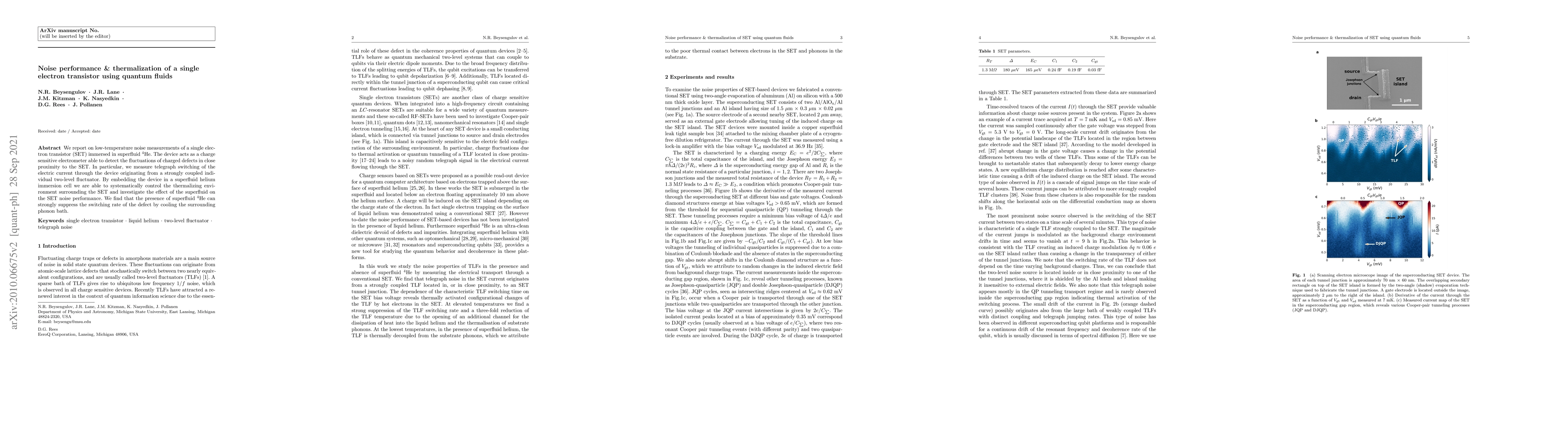 Thumbnail for Noise performance & thermalization of single electron transistors using
  quantum fluids