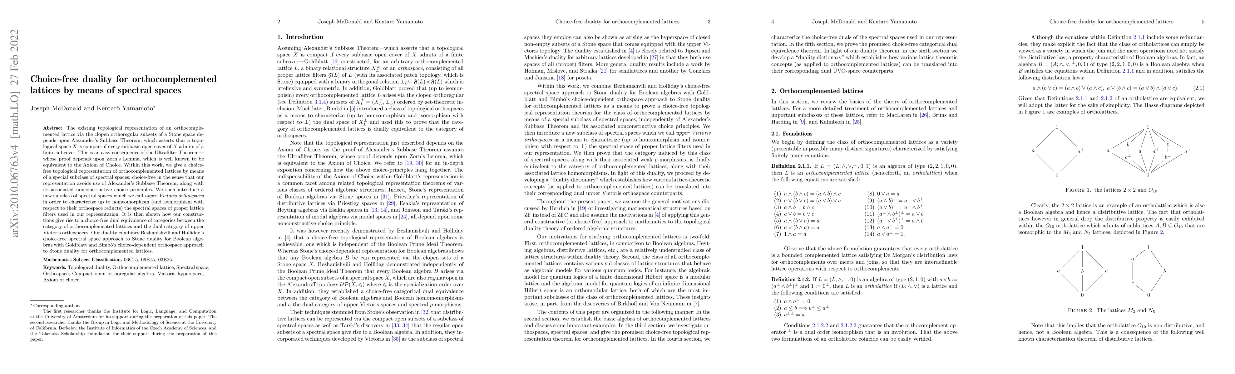 Thumbnail for Choice-free duality for orthocomplemented lattices by means of spectral
  spaces
