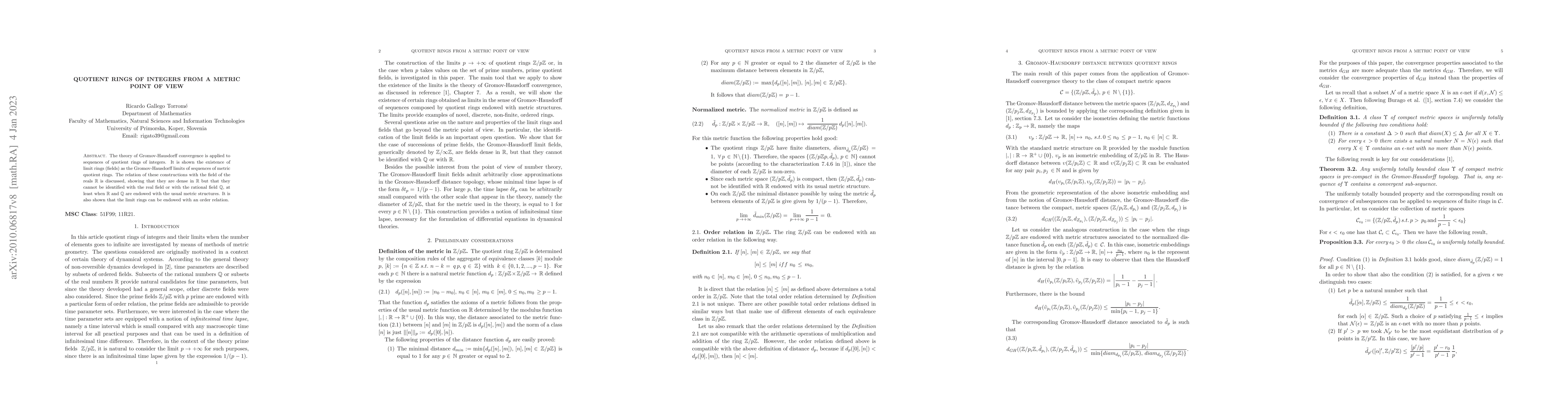 Thumbnail for Quotient rings of integers from a metric point of view