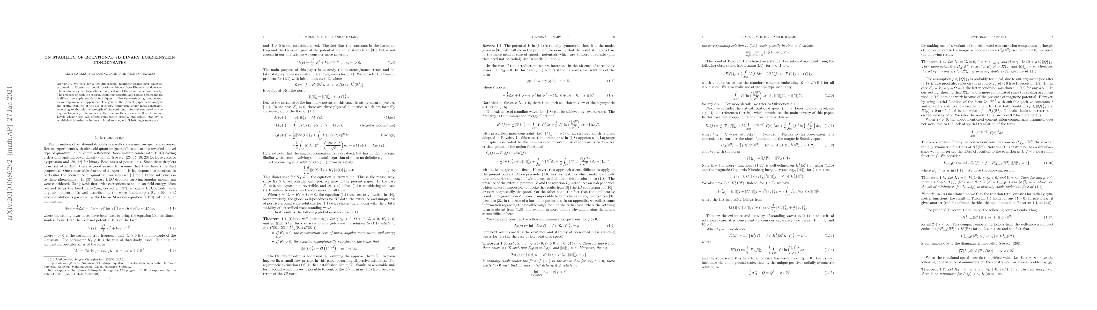 Thumbnail for On stability of rotational 2D binary Bose-Einstein condensates