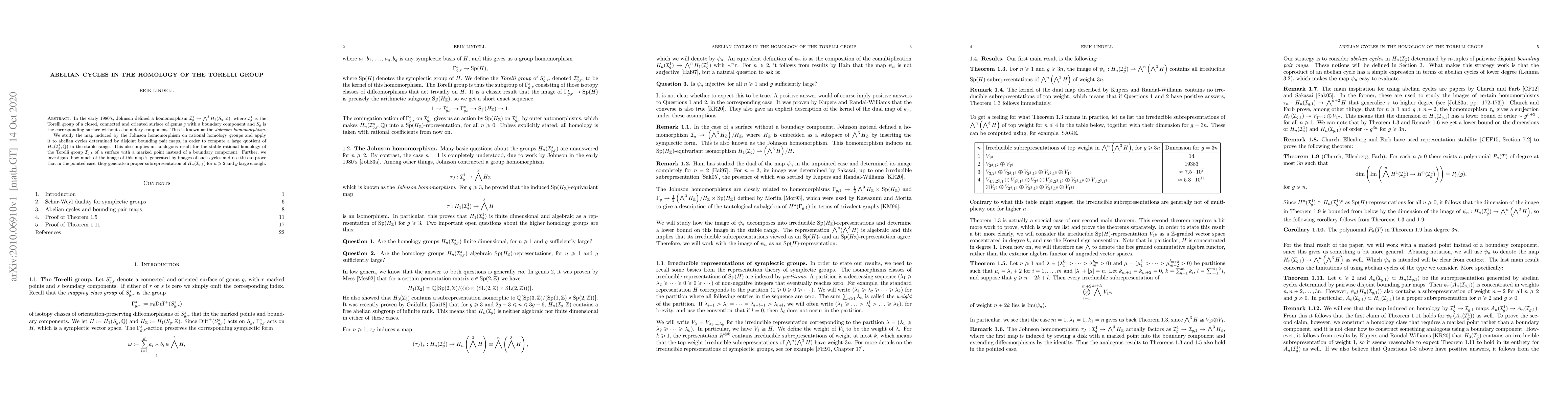 Thumbnail for Abelian Cycles in the Homology of the Torelli group