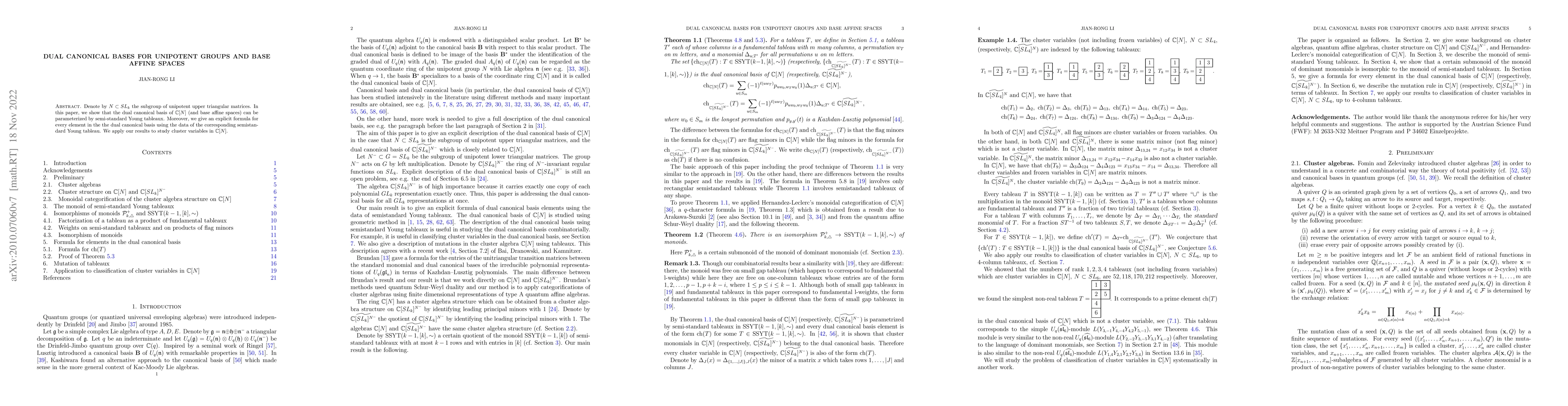 Thumbnail for Dual canonical bases for unipotent groups and base affine spaces