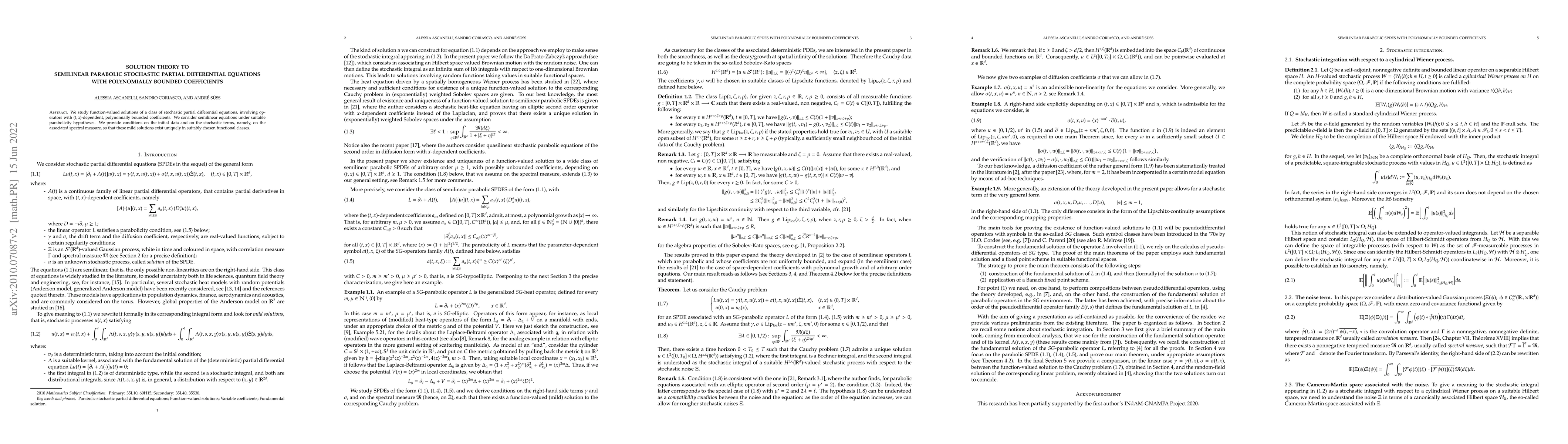 Thumbnail for Solution theory to semilinear parabolic stochastic partial differential
  equations with polynomially bounded coefficients