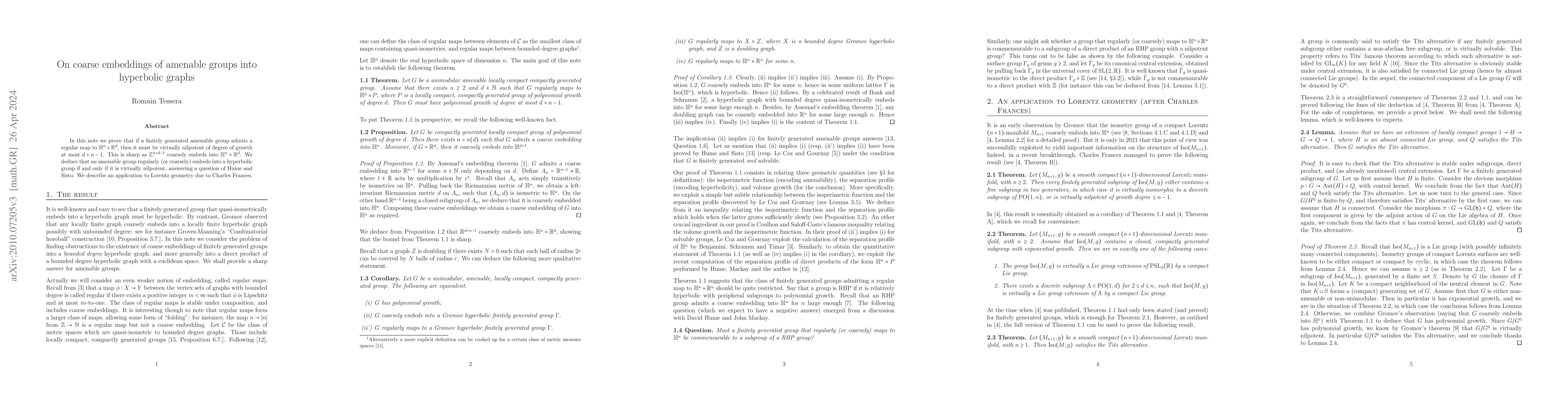 Thumbnail for On coarse embeddings of amenable groups into hyperbolic graphs