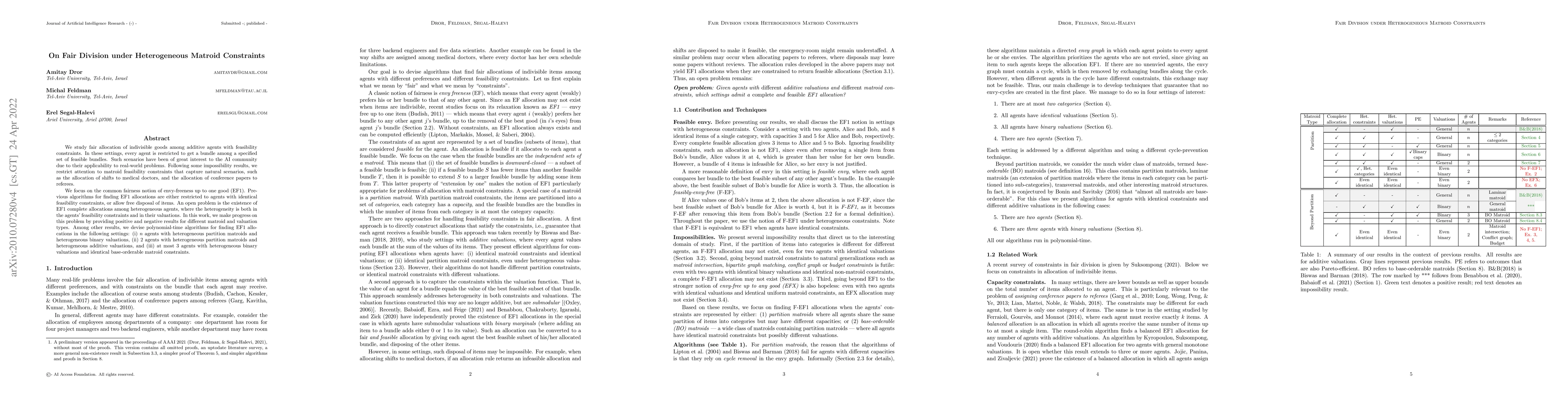 Thumbnail for On Fair Division under Heterogeneous Matroid Constraints