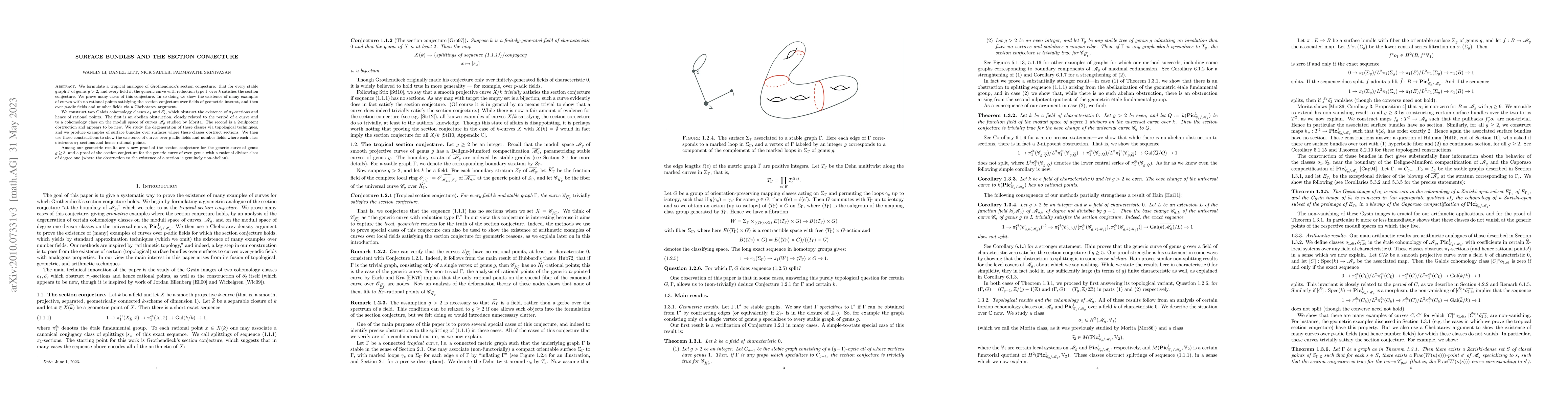 Thumbnail for Surface bundles and the section conjecture