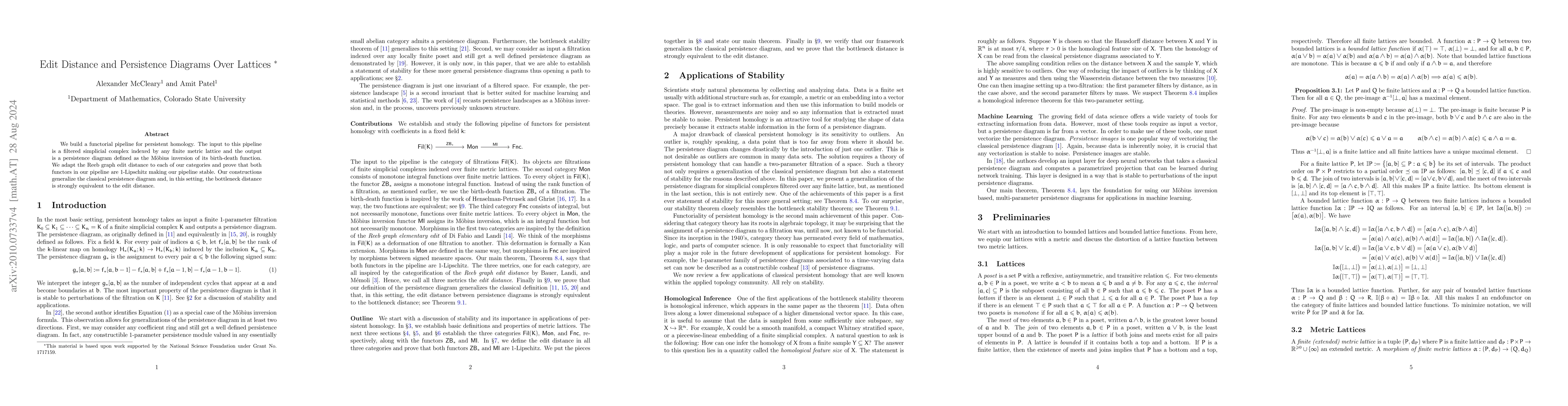Thumbnail for Edit Distance and Persistence Diagrams Over Lattices